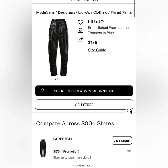 Liu Jo Milano faux leather Black Pants with Stud Accents high waist size 38 EU - Picture 13 of 13